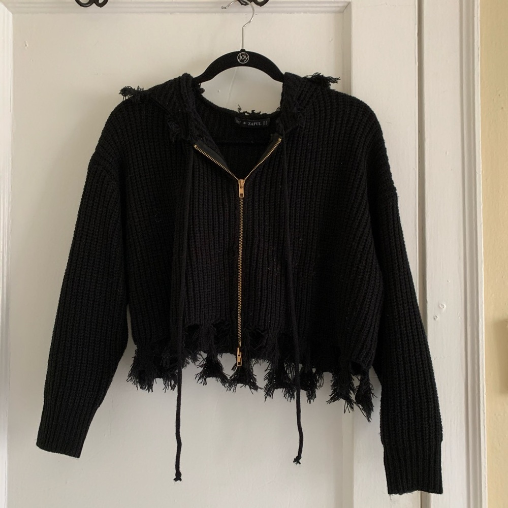 Black Cropped Sweater